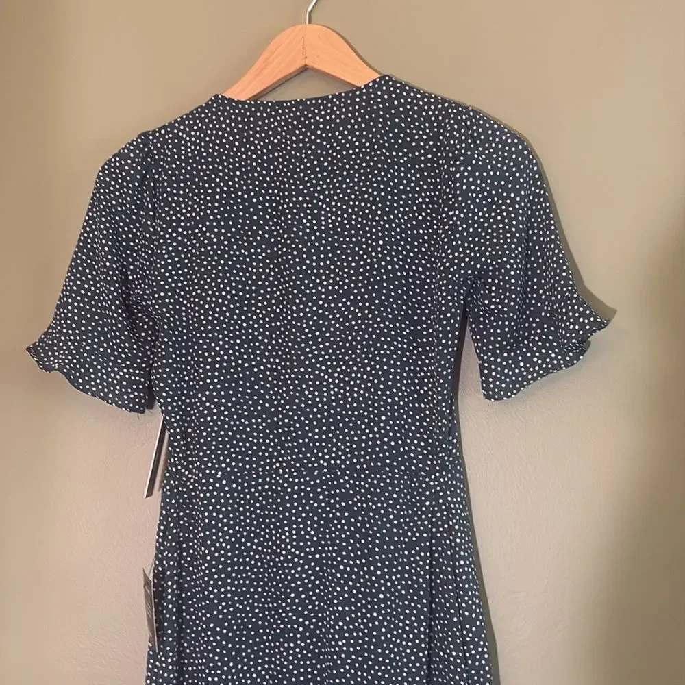 NWT Lulus Mystified Forest Green Polka Dot High-Low Wrap Dress Sz XS - Picture 8 of 10